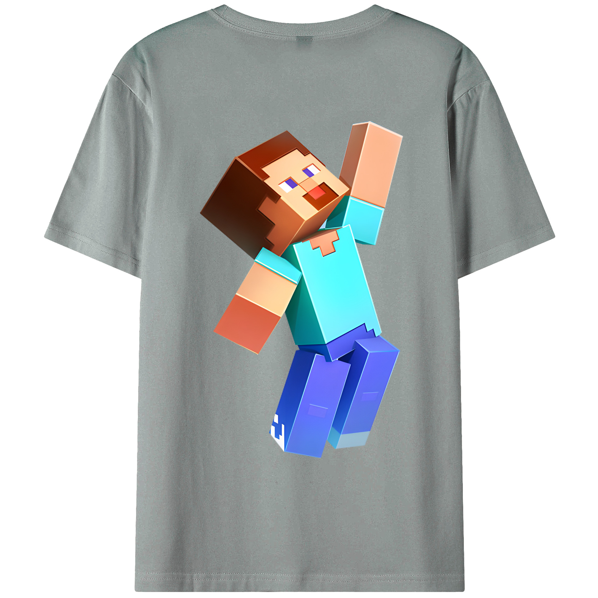 （画像用） マインクラフト ブロックの世界 Minecraft MC Block world 綿100％ メンズ半袖Tシャツ（バックプリント） 通気性